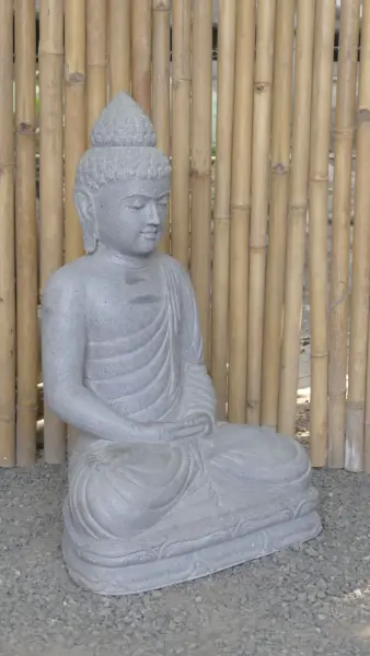 Product image 6 of the product “Seated Buddha made of Riverstone in Dhyana position - gesture of meditation, H.83 cm, natural. ”